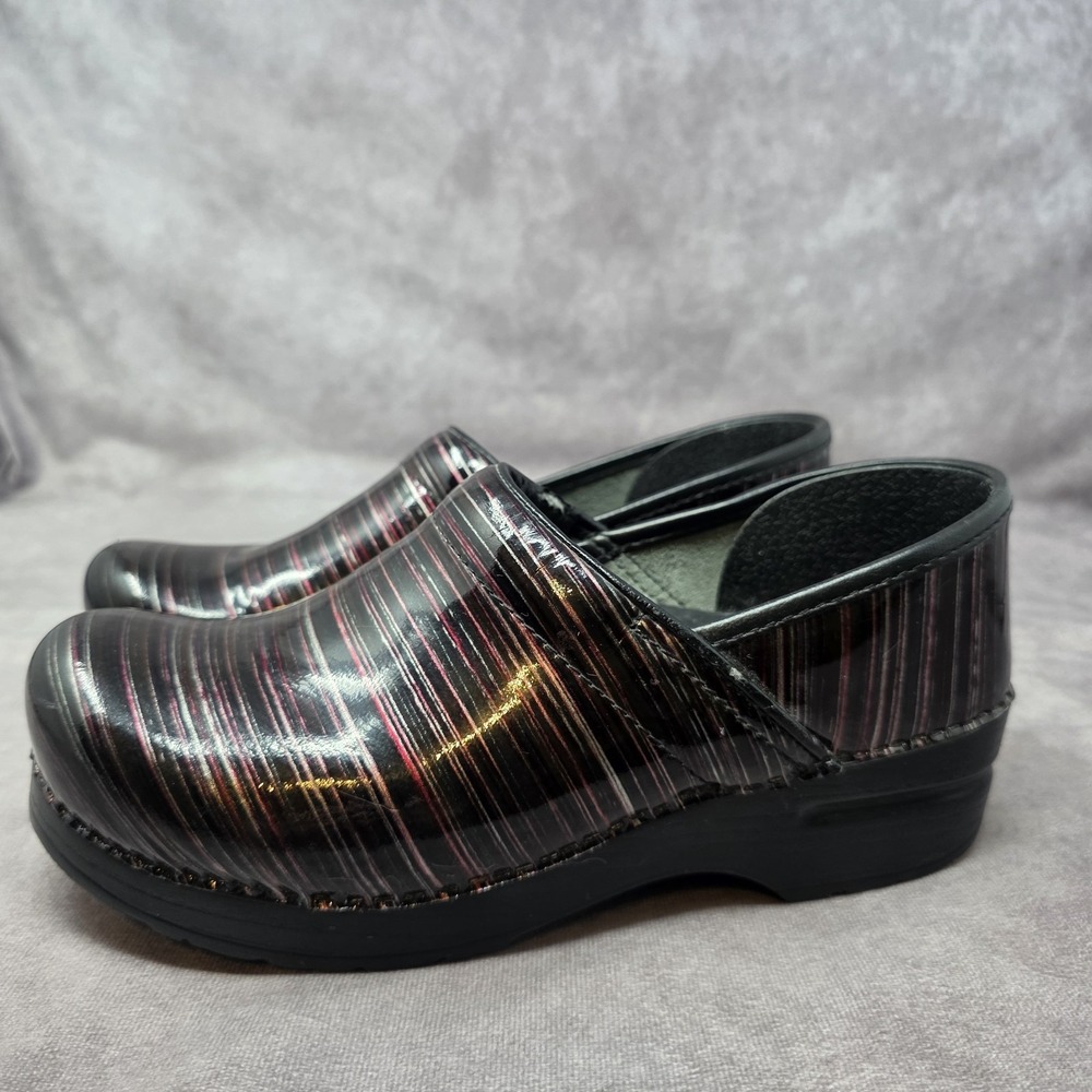 Dansko Women's Pro XP Multicolor Stripe Metallic Comfort Shoes Clogs 38 Size 7.5